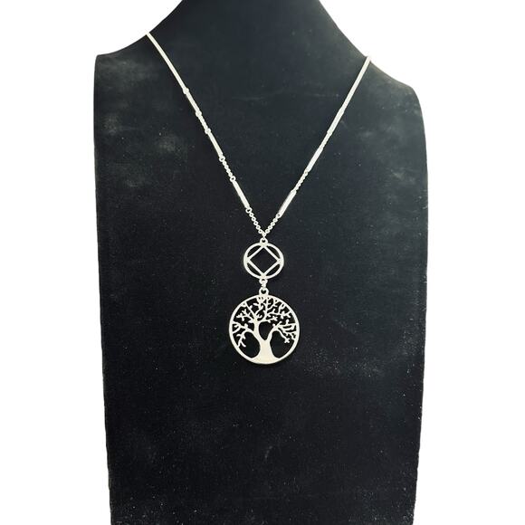 Narcotics Anonymous Upcycled Recovery Tree of Life Necklace. Fossil Brand - Picture 1 of 6